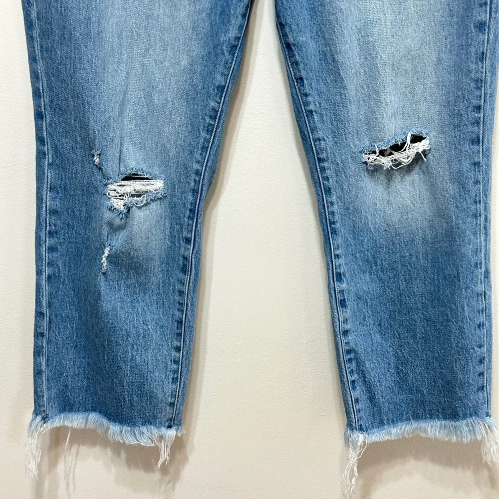 Liverpool‎ Distressed Crop Jeans Womens 12/31 Blue Denim High Rise Striaght